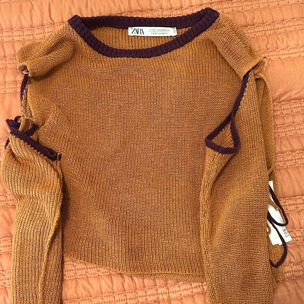 Limited collection Zara burnt orange / purple top